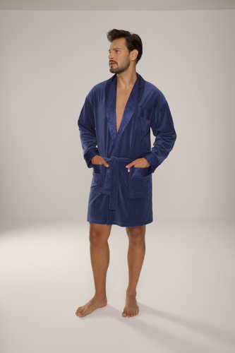 866 Noble Albornoz de terciopelo para hombre De Lafense - corto, elegante, algodón - denim