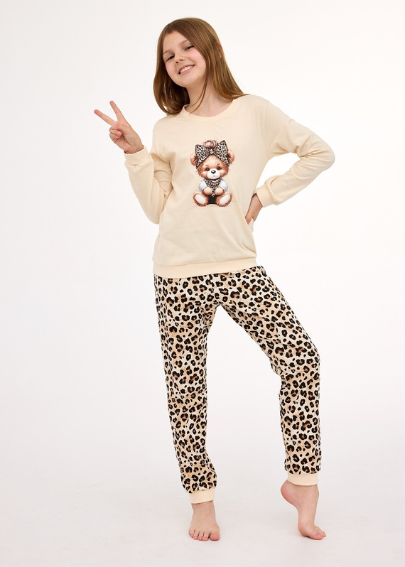 594/191, 592/191 Pijama de niña Panther CORNETTE - beige, algodón, manga larga, en caja decorativa