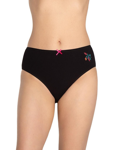 Braga de mujer L-120BI-94 Lama negro-rojo-algodón, pack de 3, cómoda y clásica