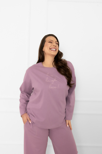 Pijama de señora Ksara Italian Fashion - algodón, manga larga y pantalón con bolsillos - brezo