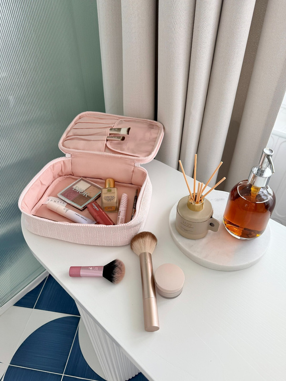 Neceser Large Sensis – Elegante, Con Compartimento para Brochas, Con Cremallera, Material Acanalado