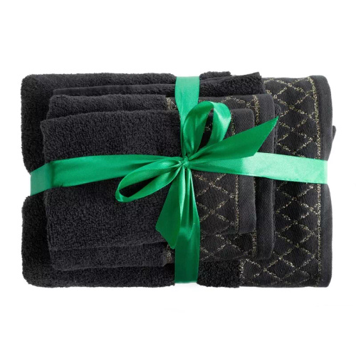 Set de toallas Eurofirany 3 piezas suaves absorbentes elegantes Layla black