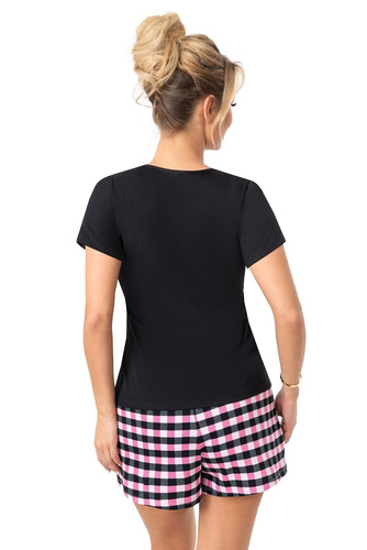 Pijama de mujer Sleep Short Donna negro - algodón, manga corta, cómodo conjunto