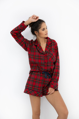 Pijama de mujer Cynthia Sensis - franela, corto, cuadros