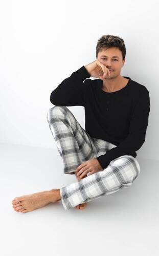 Pijama de franela para hombre Charles Sensis - Negro