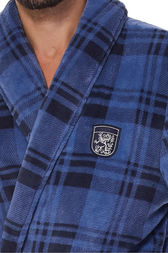 2456 BJ Albornoz para hombre L&L navy- suave, a cuadros con cuello