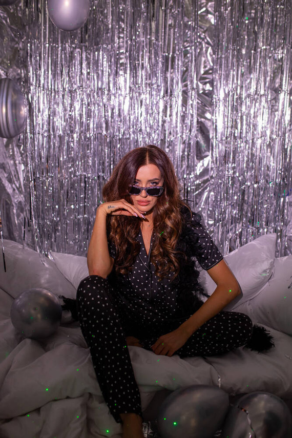 Ria Pijama de mujer manga corta, pantalón largo Moda Italiana - estampado