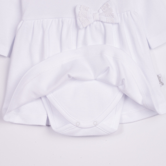 169392 Vestido-body manga larga Nicol - blanco, algodón, con encaje