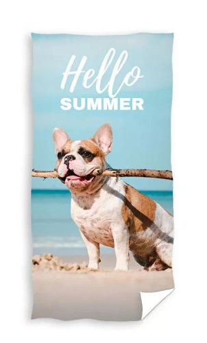 Perro en la playa Toalla de playa infantil Carbotex | 100% algodón, 310 g/m²