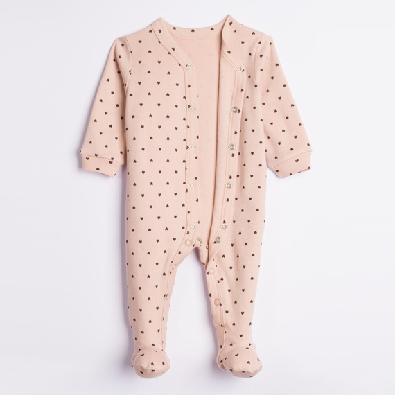 Nicol 226032 Pijama enterizo de algodón para bebé beige con corazones