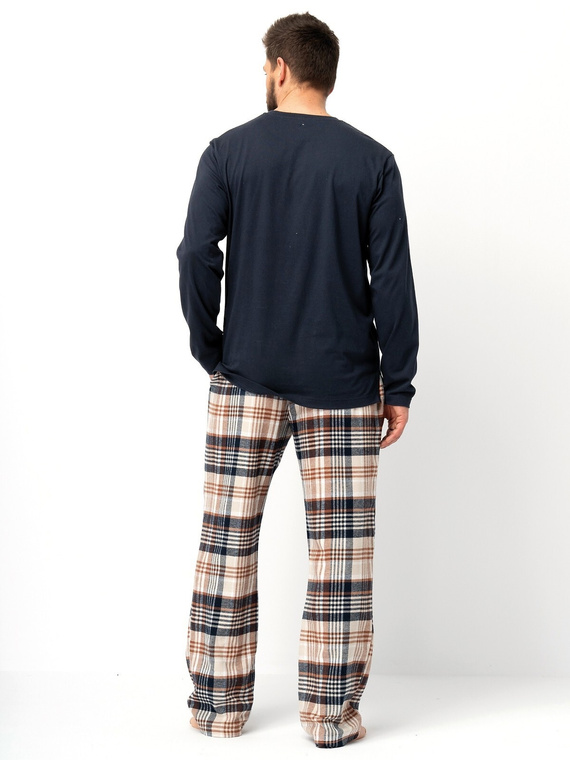 MNS 444 Pijama de hombre Key negro - algodón, manga larga y pantalón liso