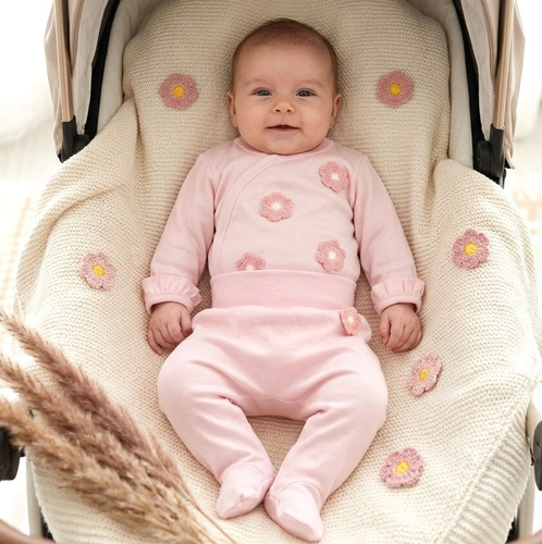 Body cruzado NINI Little Flowers 100% algodón orgánico, rosa claro ABN-5754/JRO