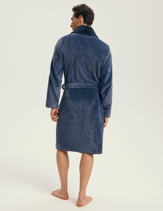 Henderson albornoz de hombre 43375 Nantes navy- cuello chal, estructura acanalada, diseño elegante