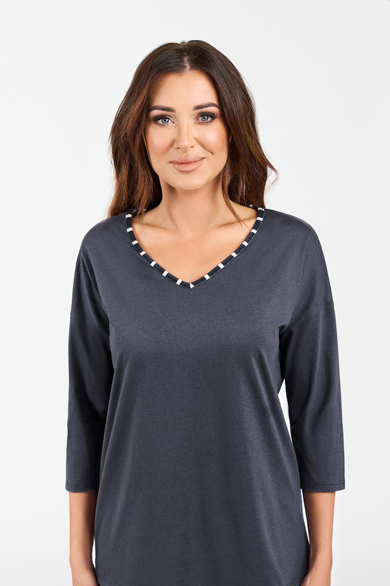 Betty Pijama de señora manga 3/4, pantalón largo Moda Italiana - estampado grafito/grafito