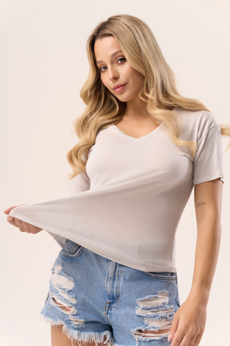 Blusa Serina Babell ash - viscosa, manga corta, escote en V | elegante y cómoda