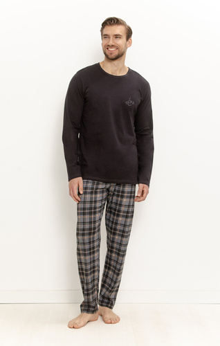 Pijama para hombre Taro 3663 Laurent 100% algodón Pantalón largo a cuadros