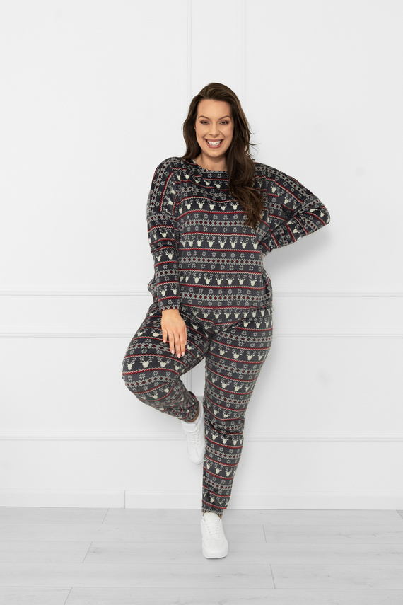 Conjunto de señora Navara - conjunto de forro polar con motivos navideños y renos Italian Fashion - grafito