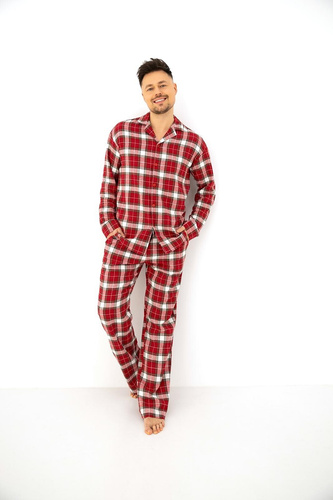 Sensis Lucas Pijama para Hombre de Franela 100% Algodón Cuadro Rojo