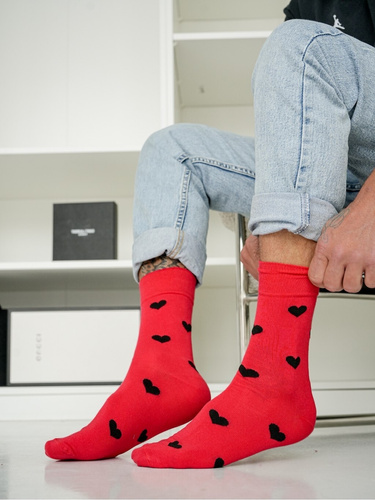 Calcetines de hombre Milena 0125-135 Corazones - algodón, San Valentín, perfecto para un regalo