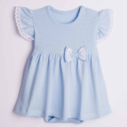 224035 Nicol Vestido-body para niña azul 100% algodón calado