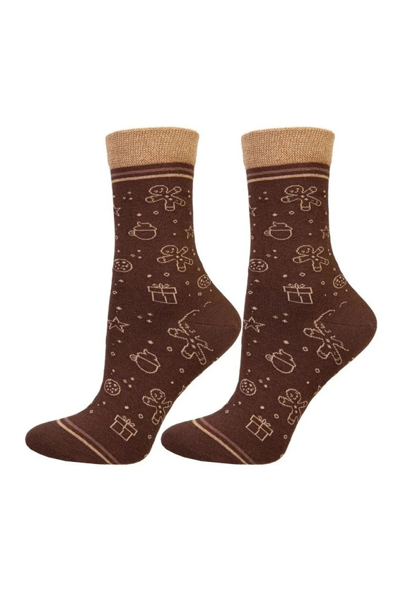 Calcetines de mujer Moraj CSLS 250-046 navideños con lúrex y galletas de jengibre