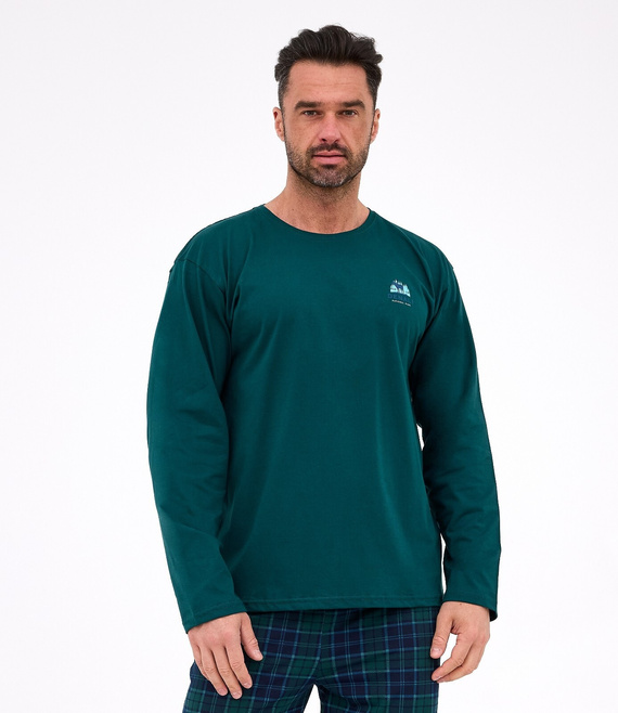 Pijama de hombre 124/307 Denali 3 Cornette verde - algodón, manga larga