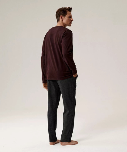 Pijama de hombre NMP-389 Atlantic - algodón vino, manga larga, elegante conjunto para las noches frías