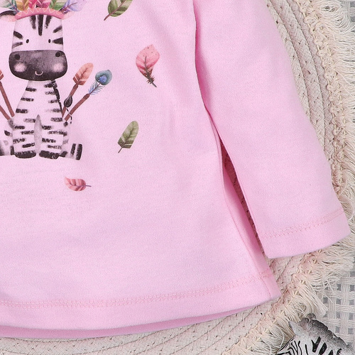 ABN-5541 Blusa para bebé Nini Happy Animals de algodón orgánico - costura sin níquel, ecológica, producción polaca