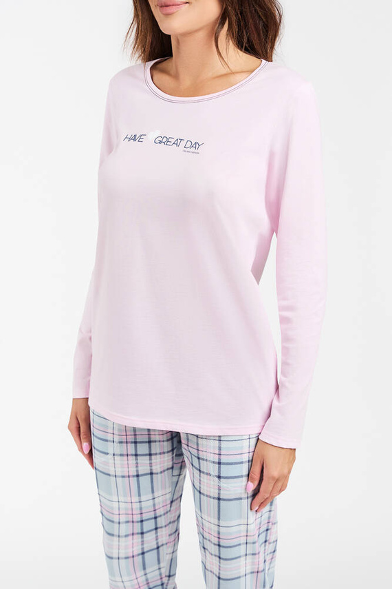 Pijama de manga larga y pantalón largo Glamour Ladies Italian Fashion - rosa/estampado