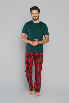 Narwik Pijama hombre manga corta, pantalón largo Italian Fashion- verde/estampado