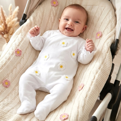 NINI LITTLE FLOWERS pijama enterizo para bebé 100% algodón orgánico con bordado ABN-5758/BIA