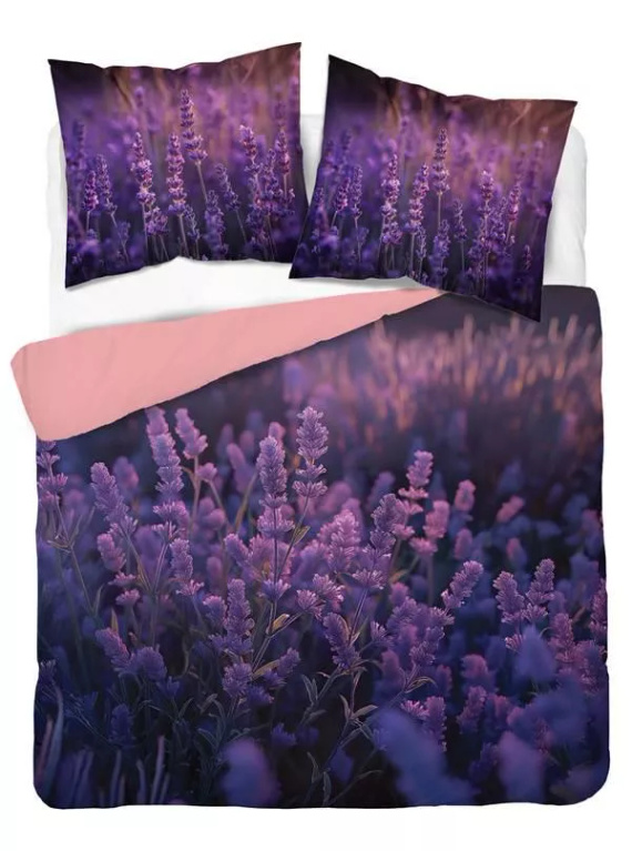 5317 A Ropa de cama de microfibra 3D con motivo de lavanda al atardecer - Detexpol