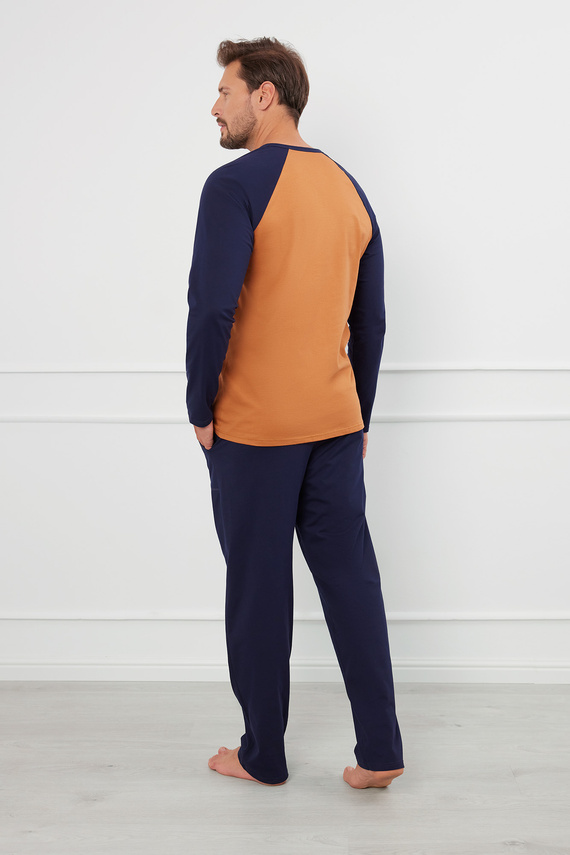 Pijama Alexander Hombre manga larga, pantalón largo Moda Italiana - coñac/granada