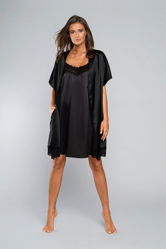 Touch Albornoz de manga corta Moda Italiana - negro