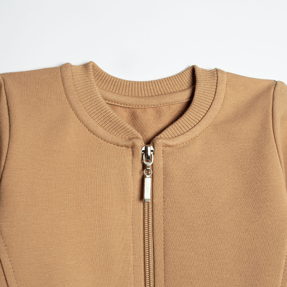 222273 Sudadera bomber Olo Nicol color caramelo de algodón felpa con cremallera para niño