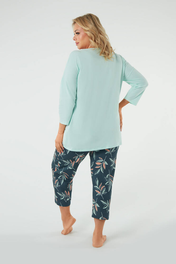 Julietta Pijama señora manga 3/4, pantalón 7/8 Moda Italiana - pistacho/estampado