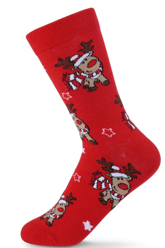 SKCH01 Calcetines de Navidad Be Snazzy rojo 3- algodón, estampado, costuras planas