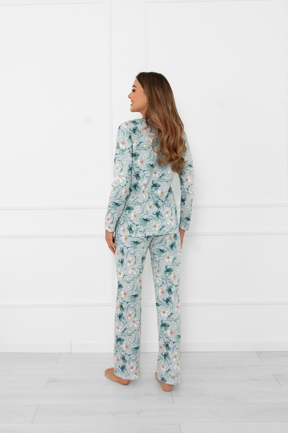 Pijama de mujer Sequoia - algodón, manga larga y pantalón, estampado floralModa Italiana