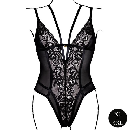 Body AMR006 Amour Le Désir Body de encaje Plus Size XL-4XL Negro