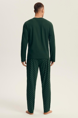 Henderson Core 43478 Pijama de hombre verde exuberante - algodón, manga larga, embalaje inteligente