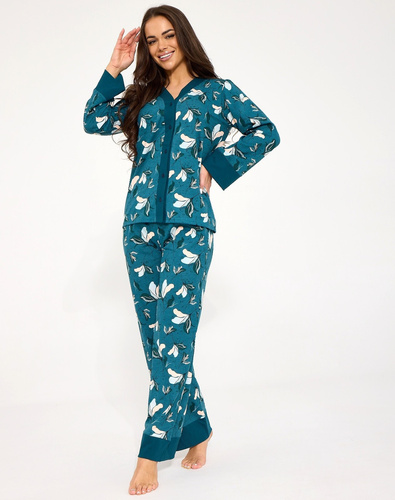 Pijama de mujer Cornette 514/509 Virginia azul 100% algodón con botones