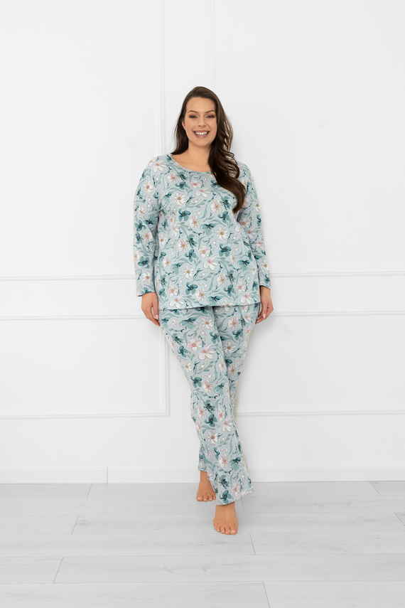 Pijama de mujer Sequoia - algodón, manga larga y pantalón, estampado floralModa Italiana
