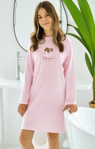 3505 Jasmina Taro rosa - Camisa niña algodón estampado
