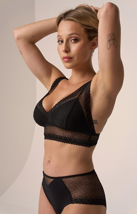 212 Braga de mujer Babell negra - algodón con malla trasera