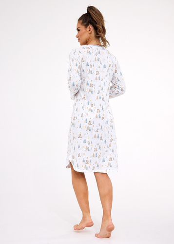 Camisón de señora 777/436 Cornette Fox 3 crudo - algodón, botones de presión, corte cómodo