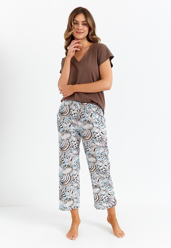 485 Cana pijama mujer chocolate - algodón, dos piezas, elegante