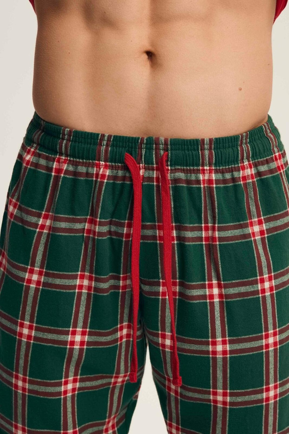 Henderson pijama de los hombres 43459 Nougat rojo - algodón, festivo, con pantalones de franela