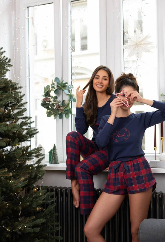 Clarissa Pijama de mujer Sensis Flannel - azul marino-rojo