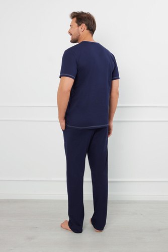 Salomon Pijama hombre manga corta, pantalón largo Italian Fashion - azul marino/azul