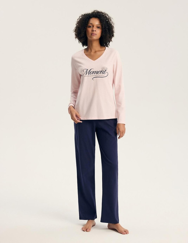 Henderson 46114 Gianna Pijama de Mujer Rosa 100% Algodón Manga Larga